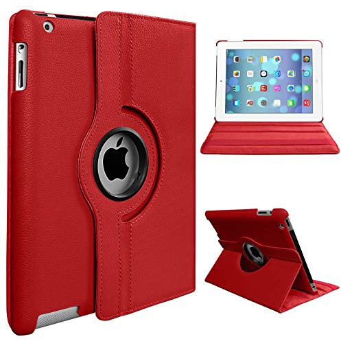 Housse de protection intelligente pour Apple iPad 8{^>e<^} génération 2020 A2270/2428 avec support pivotant à 360 degrés (rouge)