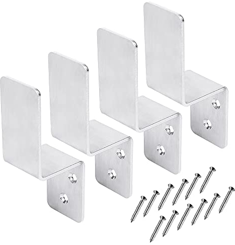 2x4 Barricade Brackets (4 pcs) - Drop Open Bar Holder Steel Z Bracket for 2 by 4 Lumber as Security Reinforcement, Door Jammer, Tool Hanger for Home, Barn, Shed, Garage, Gate