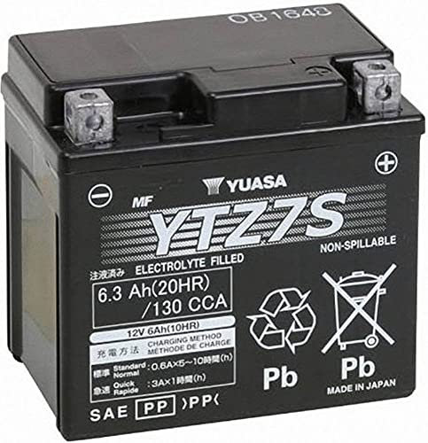 Batteria moto Yuasa YTZ7S AGM - Senza manutenzione - 12 V 6 Ah - Dimensioni: 114 x 70 x 105 mm compatibile con YAMAHA YFM250R Raptor 250 2008-2010