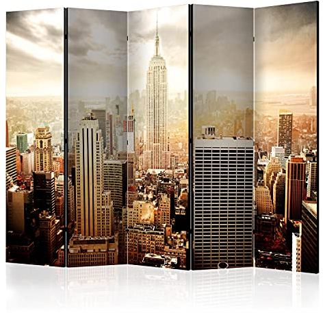 murando Raumteiler Foto Paravent New York 225x172 cm beidseitig auf Vlies-Leinwand Bedruckt Trennwand Spanische Wand Sichtschutz Raumtrenner Design Amerika Stadt USA Panorama d-C-0117-z-c