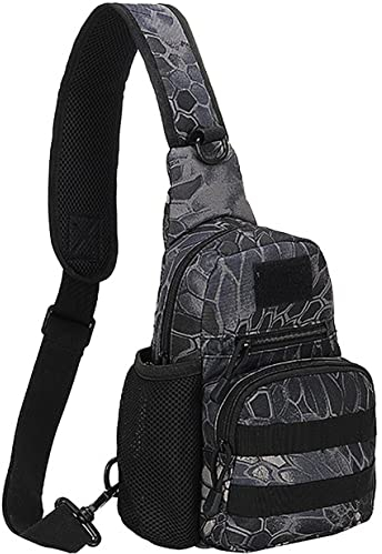 NuCamper Taktisch Sling Rucksack Umhangetasche Militar Brusttasche Tactical Crossbody Bag mit Flaschenhalter für Reise Wandern Radfahren Outdoor Multipurpose Tagepacks