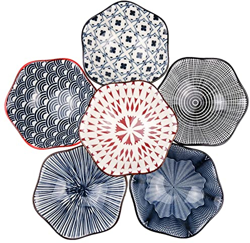 Lot de 6 Bols à Sauce Soja,Bol apero,Céramique Bol aperitif,set aperitif,Bowl à Sushi,Bols à Confiture, Faits à la Main à Partir de Céramiques fines, Diamètre 9,8 cm