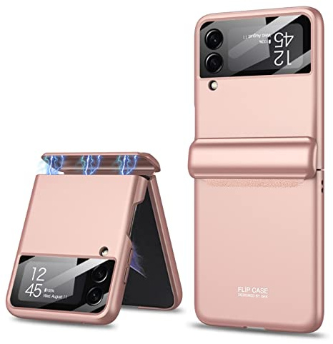 COQUE Custodia Galaxy Z Flip 4,Pellicola Protettiva Guscio Integrato Guscio Pieghevole All-Inclusive,Cover Telefono Pieghevole per Samsung Galaxy Z Flip 4 5G-Oro rosa