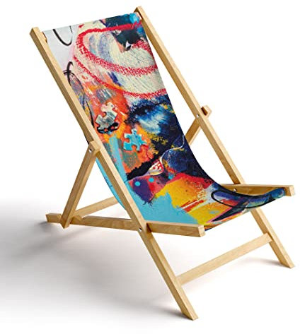 MyMaxxi Liegestuhl Holz Bedruckt Gartenstuhl - Straßenkunst bunt - Terrasse Balkon Sonnenliege - klappbar Strandstuhl Garten - Relax Gartenliege - verstellbar