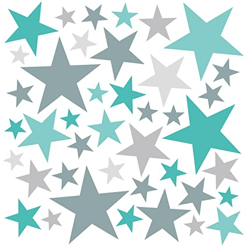 WandSticker4U®- 6 Bögen, 148 STERNE zum Kleben, pastell Grün/Mint/Türkis/Grau I Wandtattoo Sterne Kinderzimmer Wandsticker selbstklebend I Möbelsticker Zimmer Deko Mädchen & Junge