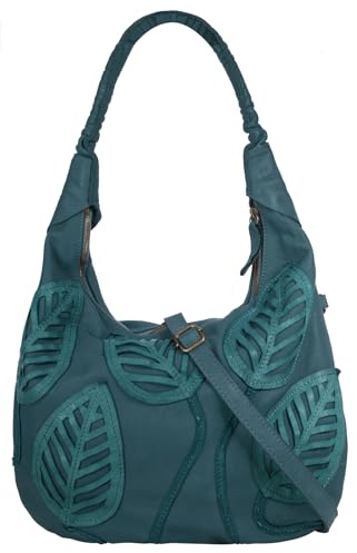 Samantha Look Shopper Echt Leder Damen Made in Italy, Designertasche mit Blattmuster, Handtasche mit abnehmbarem Schultergurt 021670