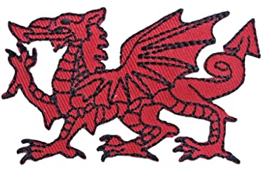 Wales Drachen-Stickerei-Aufnäher, zum Aufbügeln oder Aufnähen, besticktes Motiv, Transfer, walisischer Drachen-Applikation