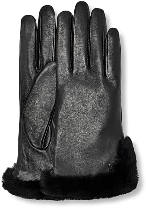 UGG Damen W Lederhandschuhe mit Belüftungsschlitzen, Schwarz, 80