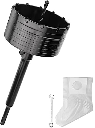 Couronne de forage de 105 mm (dents XXL) noire avec rallonge SDS plus de 220 mm et foret de centrage à 4 tranchants 8 x 110 mm, guide de scie cloche murale pour maçonnerie et béton