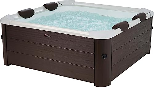 PureHaven aufblasbarer Whirlpool 160x160x65cm für 6 Personen 120 Massagedüsen Heizung App-Steuerung Controlbox Desinfektion selbreinigend Braun
