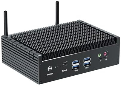 Mini PC senza ventola WIN11 pro, mini Computer Desktop Core i7 1255U (10 C/12 T), Iris Xe Graphics, 16GB RAM 1TB SSD, 2 x I225-V Lan, 2 x HD, DP, USB-C, WiFi6, BT5.2, VESA, Fanless Pc