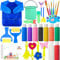 Lubibi Waschbare Fingerfarben für Kinder ungiftig,Fingerfarben Set,Malerset Für Kinder mit Fingermalfarben,wasserdichte Schürze,Pinsel,Pinsel,Palette,teiliges Kindermalset für Kleinkinder geeignet
