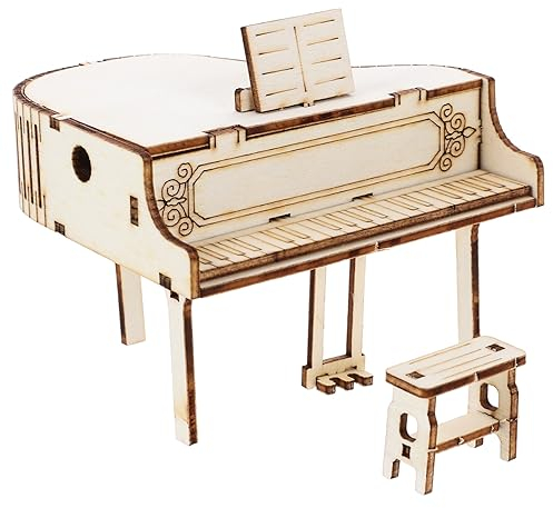 Amosfun 3D-Holzpuzzles Klavier DIY Holz-Spieluhr 3D-Holzpuzzle Musikinstrumente Stiel Holzgebäude DIY-Set Geschenk für Männer Frauen Erwachsene Hobby