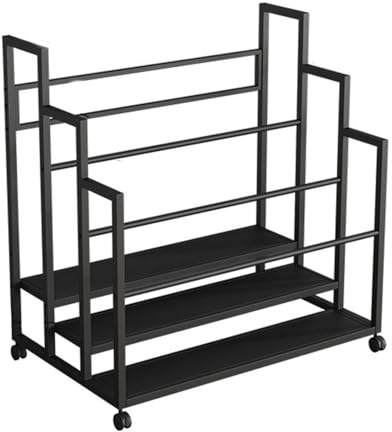 XTGDIEM Yoga Mat Storage Rack, Large-capacity Home Fitness Equipment Storage Box, Yoga Mat Cart, Can be Stored in Foam Rollers, Fitness Balls and Jump Ropes, Suitable for Home Gyms (Color : Black)