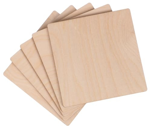 CREATIVE WOOD Set di 5 tele in legno da dipingere, 10 x 10 cm, confezione da 5 pezzi, fogli di compensato, set di fondali per pittura in legno, spessore 40 mm, combustione del legno con saldatore,