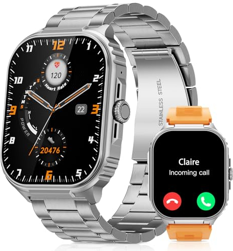 Smartwatch Uomo, 2,01 Militare Orologio con Effettua/Risposta Chiamate, IP68 Impermeabile Sportivo Rilevatore Attività, Cardiaca/SpO2/Sonno Monitor, 110+ Fitness Modalità Sportive per iOS/Android