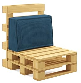 chilly pilley® Palettenkissen Palettenauflagen aus Cord für EU-Paletten - Abnehmbarer Bezug - Sitzkissen - Rückenlehnenkissen viele Farben (Marineblau, Seitenkissen 60x40)