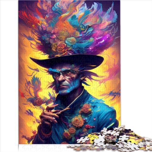 1000 Teile Puzzle für Erwachsene, Puzzles „Mann mit Hut“, Pop-Art-Familienpuzzles, Geschenk, Holzpuzzle für Erwachsene und Kinder ab 12 Jahren, Puzzles für 12-Jährige (50 x 75 cm)