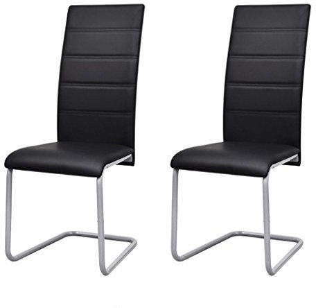 GuyAna Freischwinger 2 STK. Schwarz Kunstleder Küchenstuhl Freischwinger Stühle Besucherstuhl Polsterstuhl
