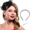 Bohend Fascinator Hut Blume Pillbox Vintage Bogen Derby Hüte Tea Party Hochzeit Strasssteine Haarschmuck für Frauen und Mädchen (Polyester, schwarz)