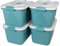 Aoki Box Lot de 4 Boites Rangements plastique avec couvercle, 45L, Vert-Paon -Clips de Fermeture, Poignée, Empilable, Portable, Solide & Durable, pour Dressing, Garage, Chambre, Bureau