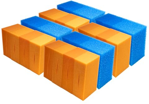 VIALIA 36x Filterschwamm Teichfilter geschlitzt kompatibel mit Oase BioTec 36 und Screenmatic, 21,5 x 15,5 x 9 cm, 18x Blau grob 18x Rot fein, Teichfilter Ersatzteile Durchlauffilter