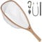 SF Fly Fishing Landing Net Soft Silicone Rubber Mesh Trout Catch Small Hole Elm Wood Square Head with Black Magnetic Release Combo Kit
