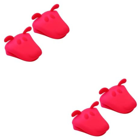 Garneck 4pcs Heat Resistant Silicone Oven Mitts Animal Design Kitchen Gloves for Cooking