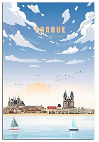 Metall-Blechschild Prag Blechschild Reise Vintage Kunst Wanddekoration Schild Home Küche Bar Terrasse Höhle Lustige Dekoration 20 x 30 cm