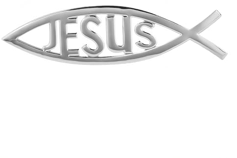 Autoaufkleber Jesus Christus Fisch Ichthys Christentum Symbol 3D Auto Sticker Selbstklebend (Silber)