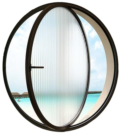 HJLKDYM Ventana Abatible Giratoria, La Ventana Circular Puede Girar 360 ° Ventanas Ventilación Iluminación Aleación Aluminio, Adecuado para Baño, Dormitorio, Sala Estar.(Black-Changhong Glass,70cm)