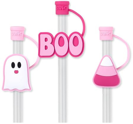 Swig Life Strohaufsatz-Set, 3 wiederverwendbare Trinkhalme mit 3 Silikon-Trinkhalm-Abdeckungen, Strohhalm-Abdeckkappe mit anpassbarer Strohhalmlänge, kompatibel mit 1,2 l Trinkgläsern, Becherzubehör