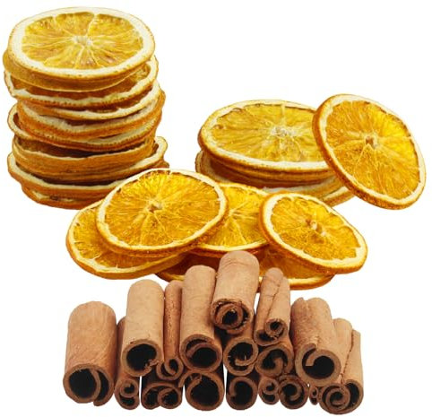 CYIOU 50 pcs Decoración Navidad Corona, 25 pcs Rodajas de Naranja Seca, 25 pcs Palitos de Canela para Decorar Corona de Navidad Adviento Set Manualidades Coronas Decoración del Árbol de Navidad