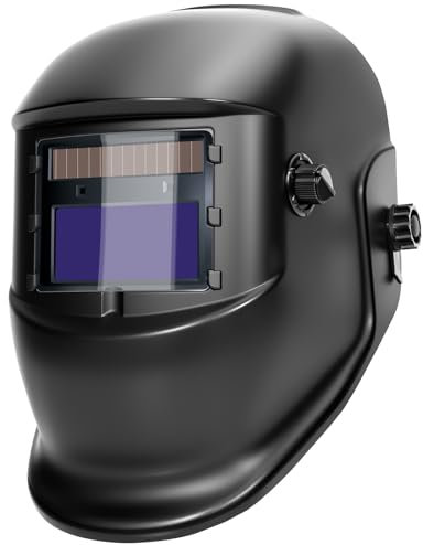 HYCHIKA Maschera per saldatura a oscuramento automatico - Casco per saldatura solare con paraluce regolabile Din 9-13 e 2 sensori indipendenti, casco per saldatori a batteria sostituibile