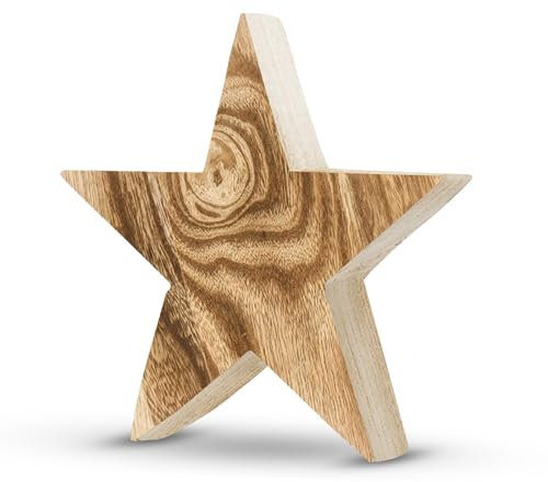 Hpbaggy Mango Holz Stern,20 cm Holzstern,Stern Holzstern Mango,Holzsterne zum hinstellen,Holz Aufsteller für Weihnachten Dekoration Fenster Tischdeko Weihnachtsdeko