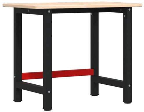 vidaXL Werkbank 100x60x81,5 cm Massivholz Eiche Rechteckig, Arbeitstisch, Werkzeugbank, Werkbank Massivholz, Werktisch, Werkbank Holz, Werkbank Metall