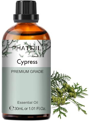 PHATOIL Zypressenöl Ätherisches Öl Reine 30ML, Ätherische Öle für Diffuser Erstklassige Qualität, Aroma Duftöl Zypresse Öl für Kerzen, Duftlampe, Luftbefeuchter