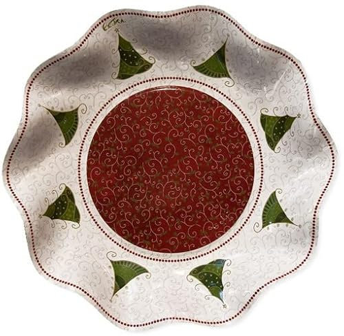 EX.TRA. Piatti Fondi di Carta a Petalo Natale Folk 24 cm 10 Pezzi