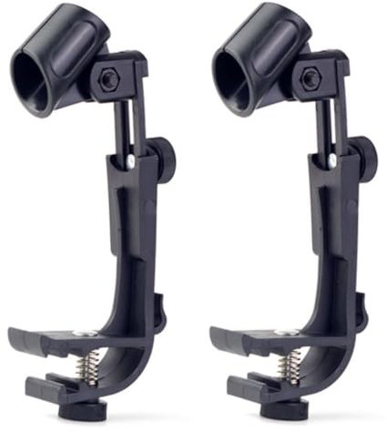 Drum Microphone Holder for Drum Microphone Shure SM57A SM57 Instrument Microphone SM58 Beta58 Vocal, Adjustable Drum Mount Clip Clamp, Black, 2 Pack