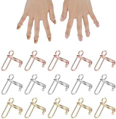 15 Piece Metal Nail Ring Set, Adjustable Nail Ring Straps, Artificial Nail Rings, Reusable Nail Rings For Manicure