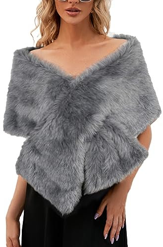 Faux Fur Shawls Wraps for Women Elegant Shawls Wraps Warm Luxurious Faux Superficial Knowledge Scarf Wrap Collar Shruging Poncho Wedding Dinner Party Girls A-110