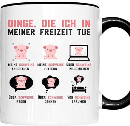 Schweine Tasse | Dinge, die ich in meiner Freizeit tue meine Schweine anschauen | Schweine Geschenk Schweinezüchter Tasse Schweine Kaffeebecher lustig
