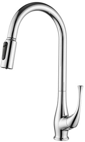 3 Way Kitchen Taps with Pull Out Spray Chrome Kitchen Mixer Tap 1 Hole Single Lever Gooseneck Spout Drinking Tap Kitchen Sink Mixer Tap Mixer Tap for Kitchen Sink