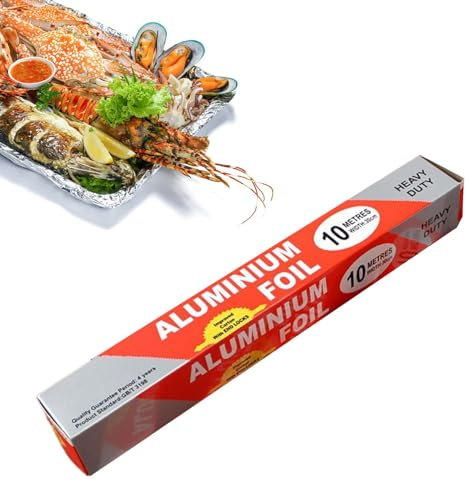 Djowyh Rouleau de film de cuisine en aluminium pour aliments - 78,7 x 11,8 pouces - Film argenté en aluminium avec cutter - Emballage alimentaire pour griller, cuisiner, cuire au four
