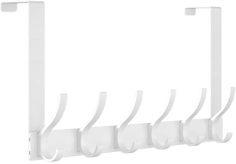 Pixaro Over Door Hooks, Heavy Duty Over Door Hanger, No Assembly Required, Space Aluminum Coat Hanger, 6 Door Hooks for Hanging Coat, Towel, Bag, Robe