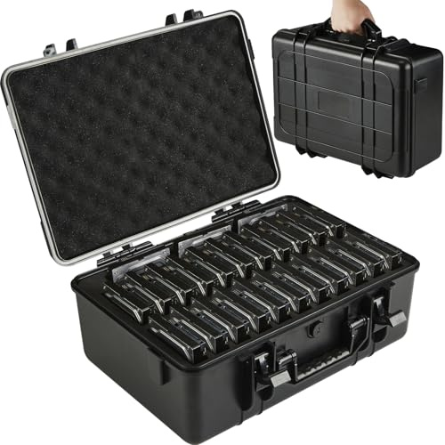 Hard Drive Case Fits 25-Bay Protection 3.5 HDD | High-Density Protective Foam | External Hard Drive Organizer Storage Box Travel Carrying Suitcase with Handle