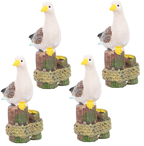 Veemoon 4er Set Möwe Figur Polyresin Figur Möwe Möwen Dekoration Aufsteller Dekoobjekt FüR Nautische Dekoration Und Mikrolandschaften
