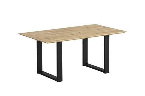 WOODLIVE DESIGN BY NATURE Arto Massivholztisch Couchtisch Beistelltisch in Wildeiche, rustikaler Wohnzimmertisch mit schwarzem Gestell in U-Form, Größe:100 x 60 cm