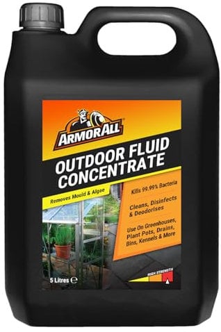 Armor All Outdoor Fluid 5 litres, Kills 99.9% Bacteria, Disinfects Greenhouses, Plantpots, Drains, Bins, Kennels, Stables