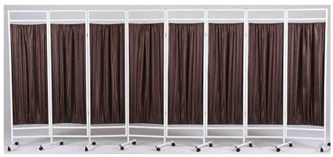 BDFJBRWG Paravent médical Mobile, séparateur de pièce Portable à roulettes (3/4/5/6/7/8 Panneaux), Pliable (1,8 m) pour hôpital, Bureau, Salon de beauté, Noir, 8 Panneaux